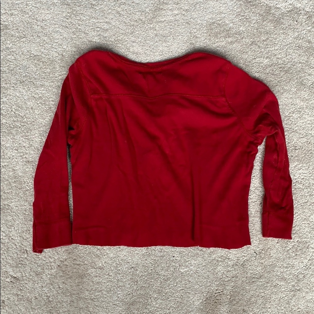 Red Buttoned Crop Top - Picture 2 of 3
